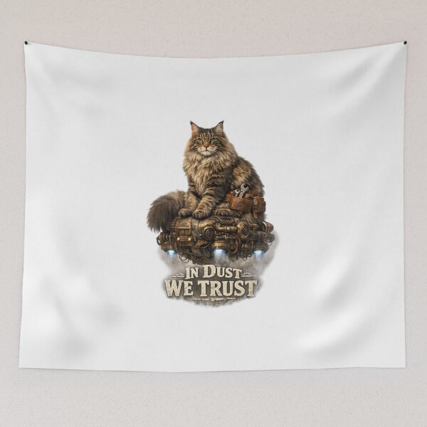 Item preview, Steampunk Cat Dusty Hovercraft Motto - Mechanical Feline designed and sold by teemix.