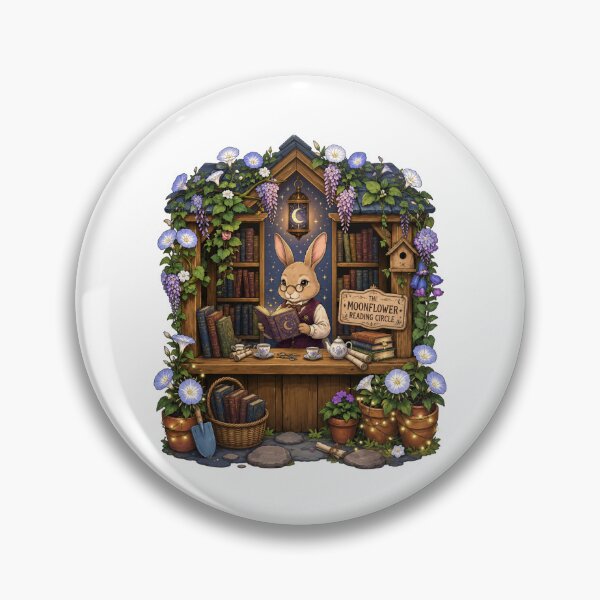 Item preview, The Moonflower Reading Circle | Bunny Book Club | Cottagecore Library | Cozy Fantasy Books | Enchanted Reading Nook | Book Lover Gift designed and sold by MrDev.