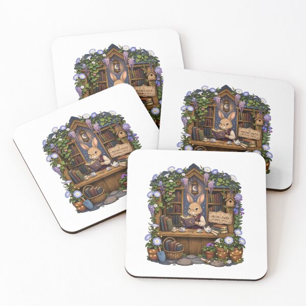 Item preview, The Moonflower Reading Circle | Bunny Book Club | Cottagecore Library | Cozy Fantasy Books | Enchanted Reading Nook | Book Lover Gift designed and sold by MrDev.