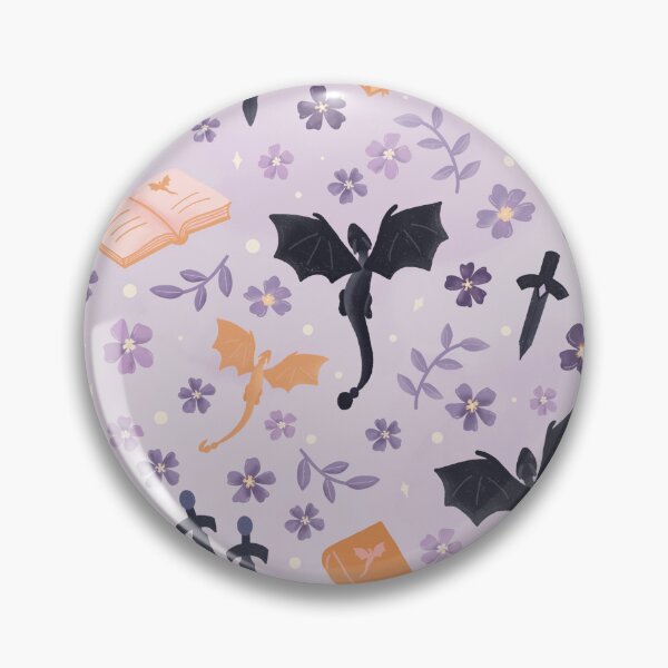 Item preview, Romantasy Fantasy Pattern with Dragons, Books, Daggers & Florals. designed and sold by ApricotSafari.
