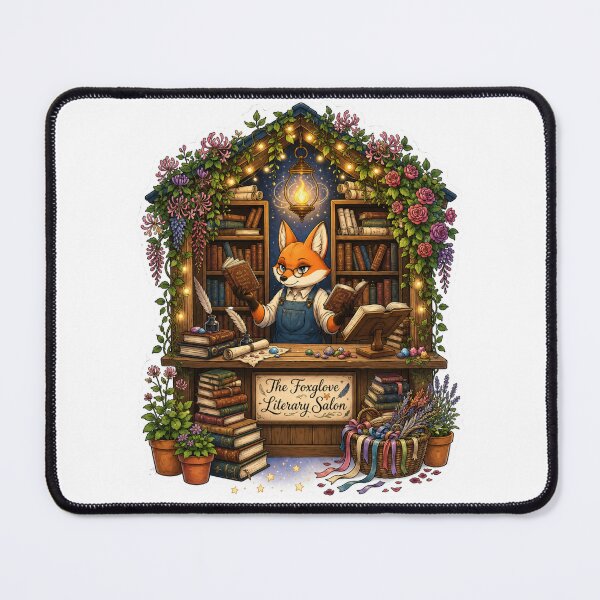 Item preview, The Foxglove Literary Salon | Fox Bookshop | Cottagecore Library | Cozy Fantasy Books | Enchanted Book Nook | Book Lover Gift designed and sold by MrDev.