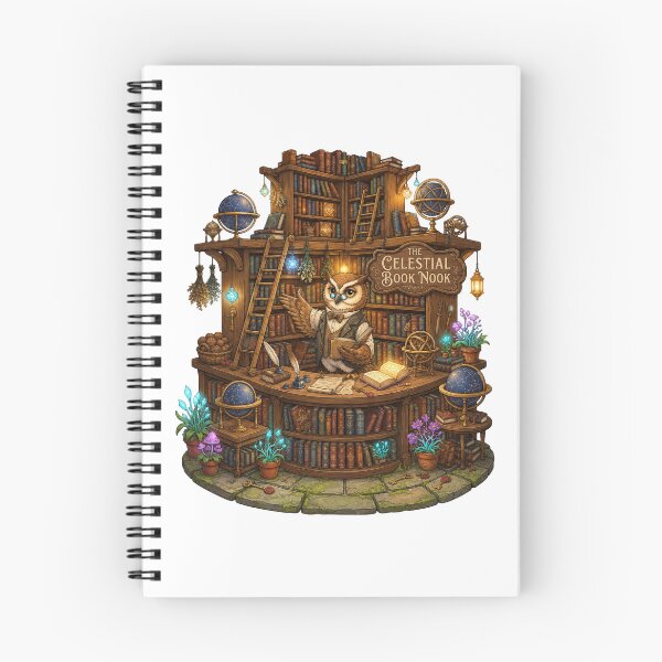 Item preview, The Celestial Book Nook | Owl Librarian | Astronomy Library | Cozy Fantasy Bookshop | Magical Library | Book Lover Gift designed and sold by MrDev.