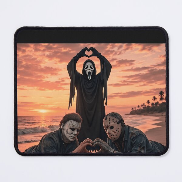 Item preview, Michael Myers Tshirts And Jason Voorhees Ghostface Making A Hand Heart At The Beach designed and sold by Hydlaaksmndriss.