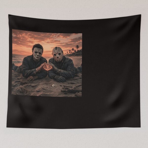 Item preview, Michael Myers Tshirts And Jason Voorhees Making A Heart Shape By The Sea designed and sold by Hydlaaksmndriss.