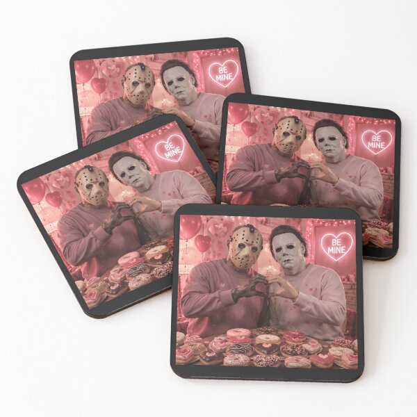 Item preview, Michael Myers Tshirts And Jason Voorhees Heart Hand Pose At Sunset designed and sold by Hydlaaksmndriss.