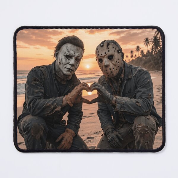 Item preview, Michael Myers Tshirts And Jason Voorhees Hand Heart Pose At The Beach designed and sold by Hydlaaksmndriss.