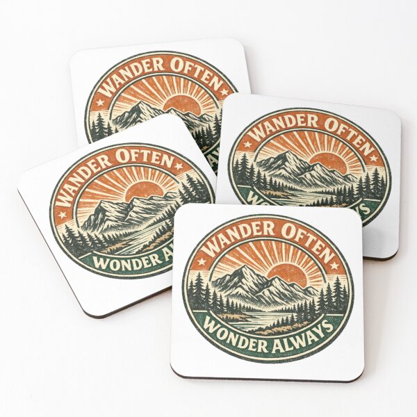 Item preview, Wander Often Wonder Always Retro Outdoor Mountain Design designed and sold by DesignEpic22.