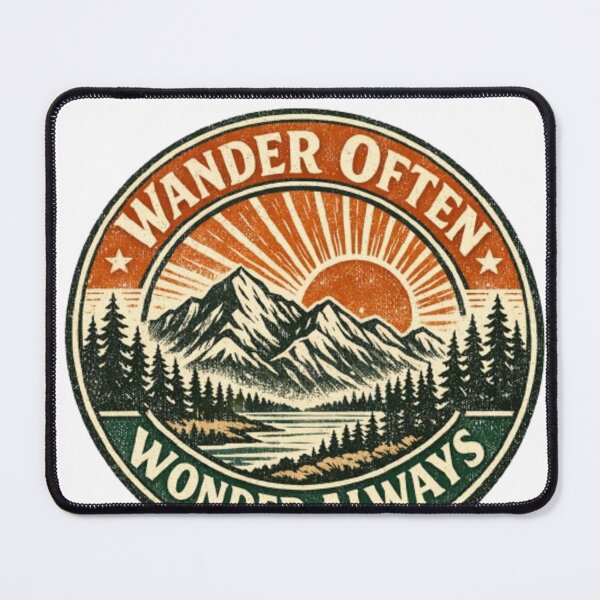 Item preview, Wander Often Wonder Always Retro Outdoor Mountain Design designed and sold by DesignEpic22.