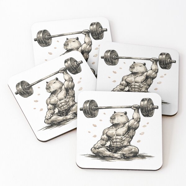 Item preview, Zen Master Capybara Barbell Gym Fitness Meditation designed and sold by teemix.