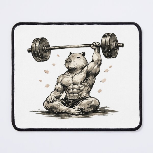 Item preview, Zen Master Capybara Barbell Gym Fitness Meditation designed and sold by teemix.