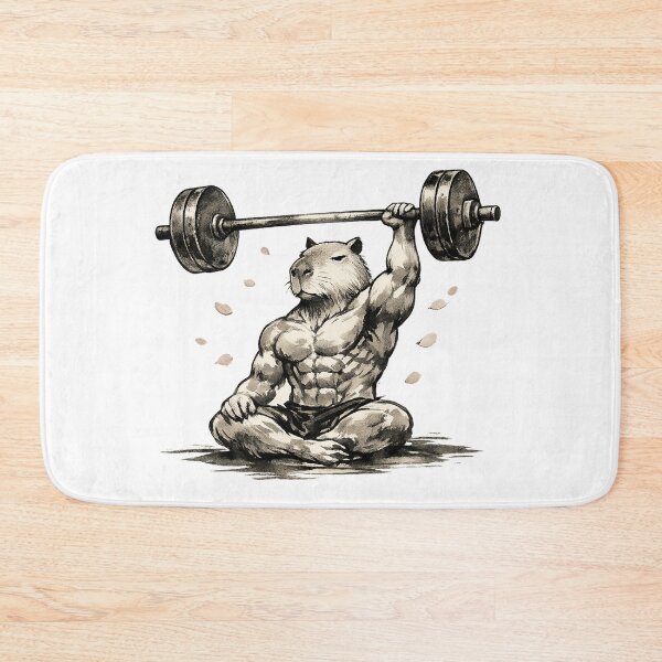 Item preview, Zen Master Capybara Barbell Gym Fitness Meditation designed and sold by teemix.