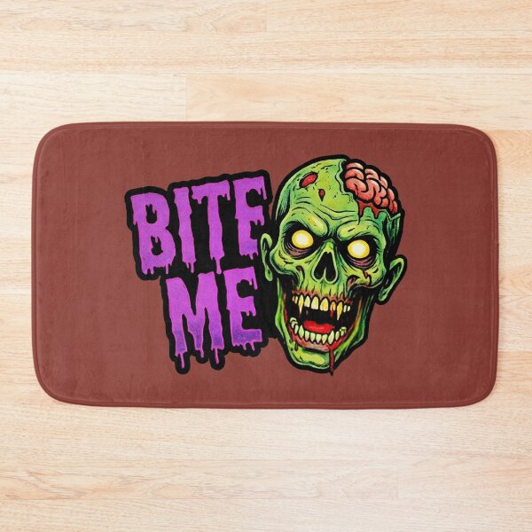 Item preview, Green Zombie Head Exposed Brain Bite Me Dripping Typography Halloween Graphic designed and sold by BKSARYLIFE.