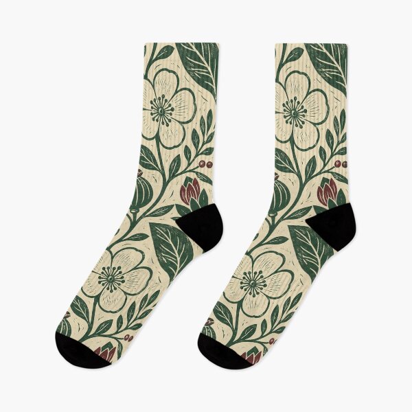 Item preview, Botanical Folk Floral Pattern Vintage Block Print Garden Design designed and sold by TM DESIGNS AND MORE.