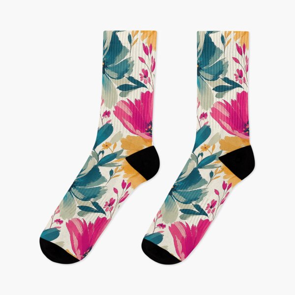Item preview, Bold Floral Pattern Colorful Painted Flowers Botanical Print Design designed and sold by TM DESIGNS AND MORE.