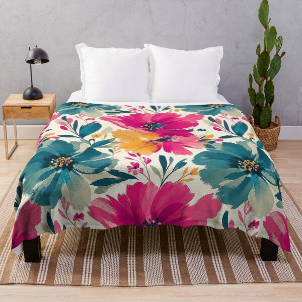 Item preview, Bold Floral Pattern Colorful Painted Flowers Botanical Print Design designed and sold by TM DESIGNS AND MORE.