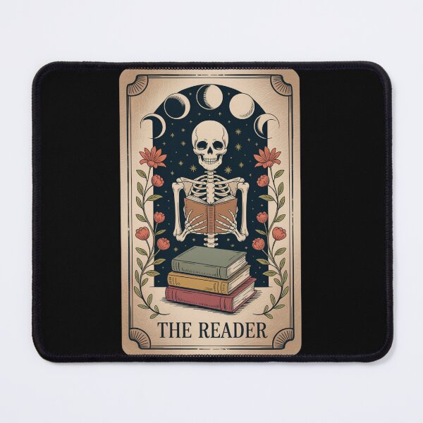 Item preview, The Reader Skeleton Tarot Card, Gothic Book Lover, Vintage Dark Academia Halloween Gift designed and sold by Zizo-DR44.