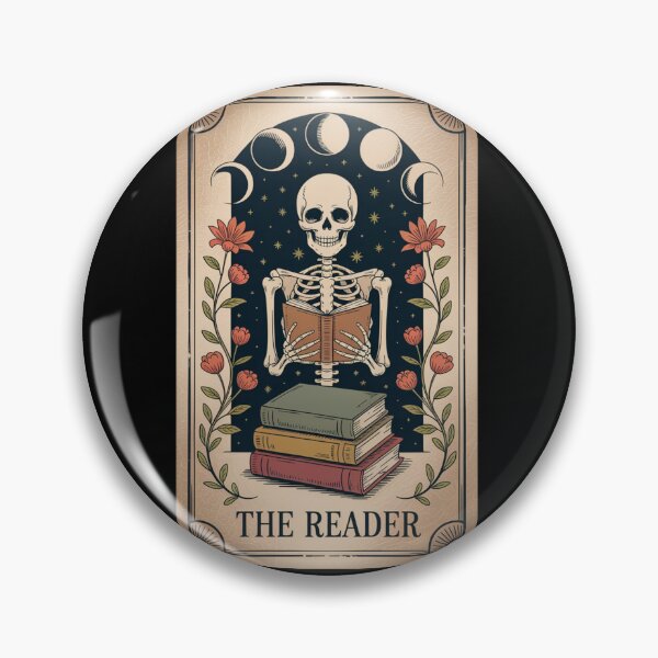 Item preview, The Reader Skeleton Tarot Card, Gothic Book Lover, Vintage Dark Academia Halloween Gift designed and sold by Zizo-DR44.