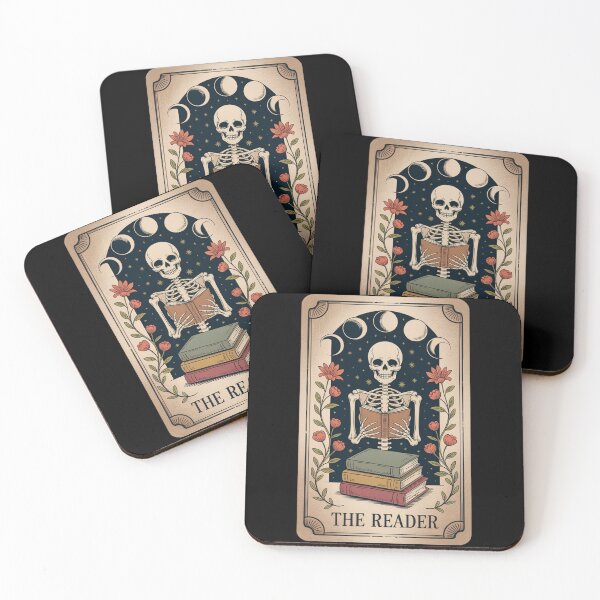 Item preview, The Reader Skeleton Tarot Card, Gothic Book Lover, Vintage Dark Academia Halloween Gift designed and sold by Zizo-DR44.