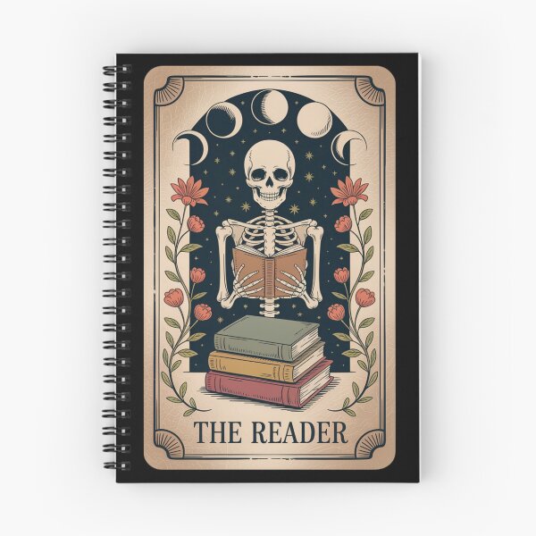 Item preview, The Reader Skeleton Tarot Card, Gothic Book Lover, Vintage Dark Academia Halloween Gift designed and sold by Zizo-DR44.