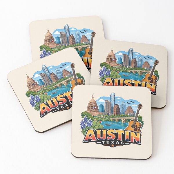 Item preview, Austin, Texas Skyline and Music Scene designed and sold by Myra365Art.