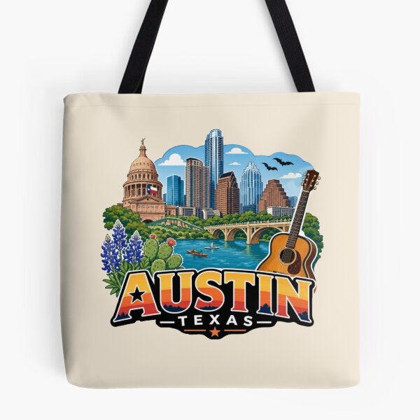 Item preview, Austin, Texas Skyline and Music Scene designed and sold by Myra365Art.