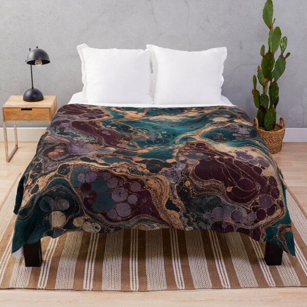 Item preview, Luxury Marble Pattern Teal Burgundy Gold Fluid Art Print Design designed and sold by TM DESIGNS AND MORE.