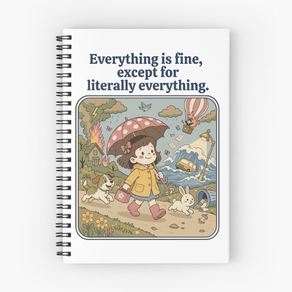 Item preview, Funny Everything Is Fine Except Literally Everything Quote T-Shirt designed and sold by Coldink.