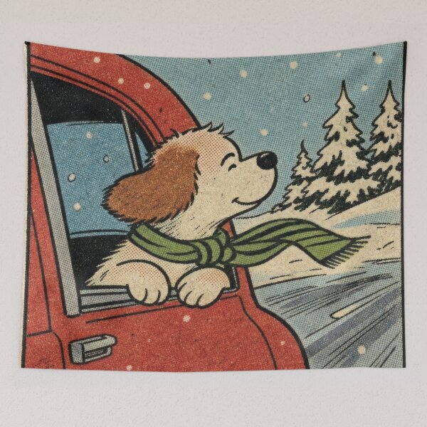 Item preview, Dog in Car Snow Vintage Comic designed and sold by Mauswohn.