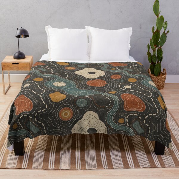 Item preview, Topographic Map Pattern Retro Contour Lines Outdoor Print Design designed and sold by TM DESIGNS AND MORE.