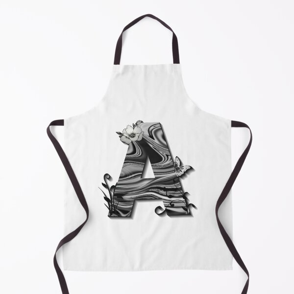 Item preview, Letter A Botanical Monogram black and white liquid marble designed and sold by iRenza.