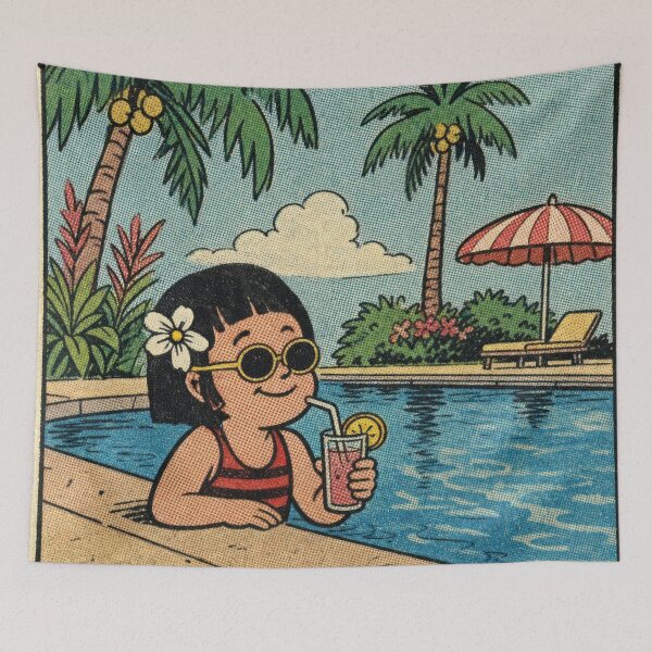 Item preview, Retro comic, girl by the pool designed and sold by Mauswohn.