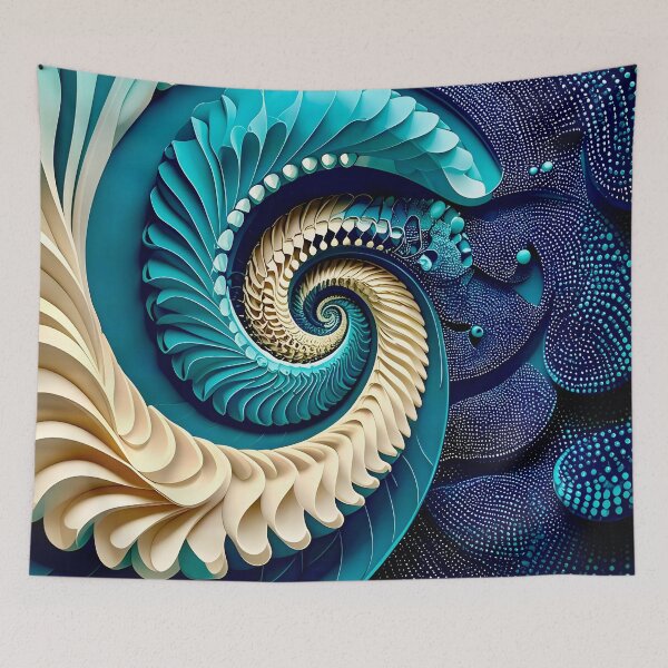 Item preview, Intricate Spiral Design in Blue and White  designed and sold by Vicky Brago-Mitchell®.
