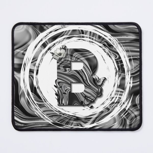 Item preview, Letter B Botanical Monogram black and white liquid marble designed and sold by iRenza.