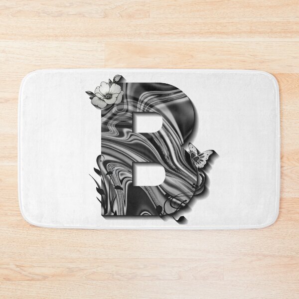 Item preview, Letter B Botanical Monogram black and white liquid marble designed and sold by iRenza.