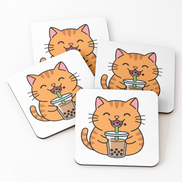 Item preview,  Cute Kawaii Orange Cat Drinking Boba Bubble Tea designed and sold by pattman.