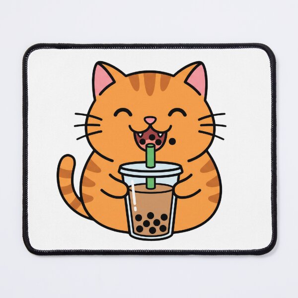 Item preview, Cute Kawaii Orange Cat Drinking Boba Bubble Tea designed and sold by pattman.