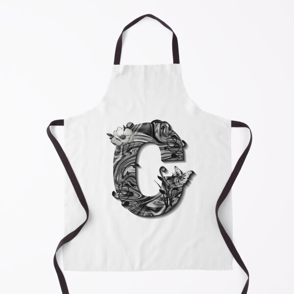Item preview, Letter C Botanical Monogram black and white liquid marble designed and sold by iRenza.