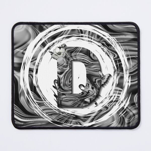 Item preview, Letter D Botanical Monogram black and white liquid marble designed and sold by iRenza.