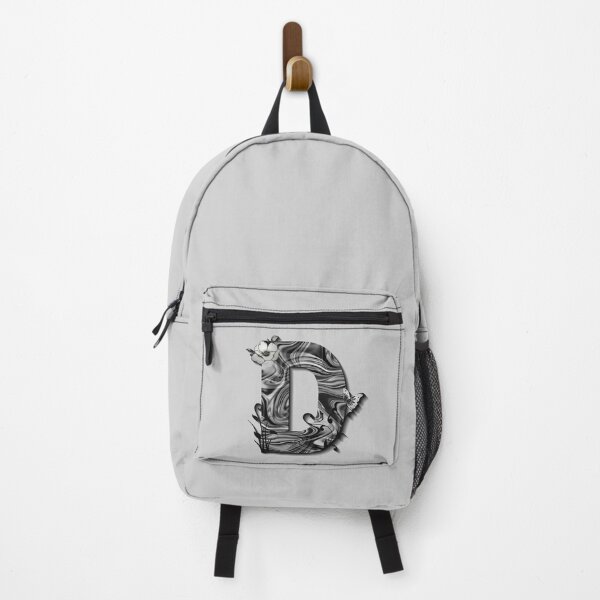 Item preview, Letter D Botanical Monogram black and white liquid marble designed and sold by iRenza.