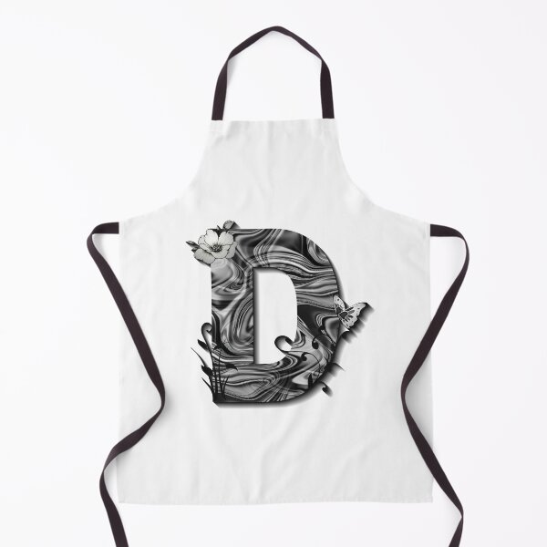 Item preview, Letter D Botanical Monogram black and white liquid marble designed and sold by iRenza.