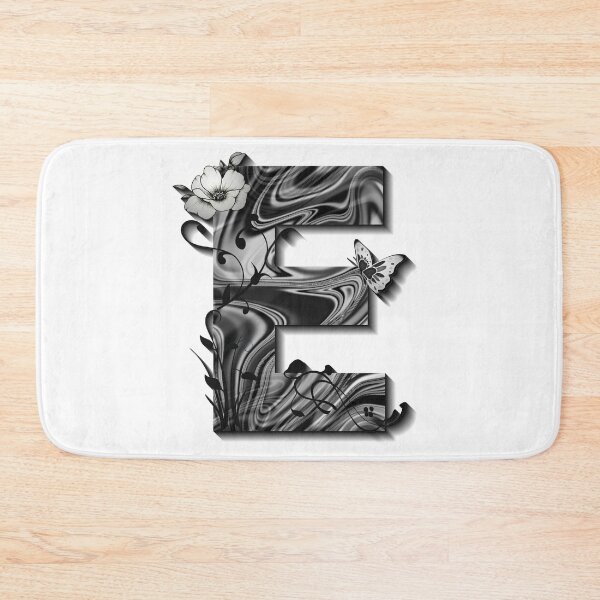 Item preview, Letter E Botanical Monogram black and white liquid marble designed and sold by iRenza.