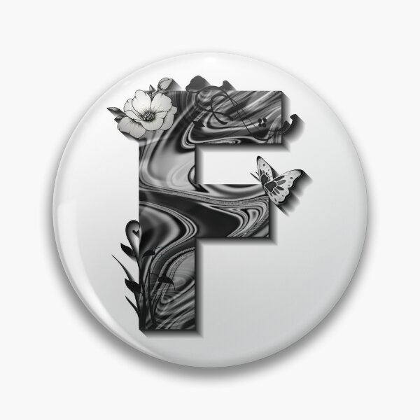 Item preview, Letter F Botanical Monogram black and white liquid marble designed and sold by iRenza.