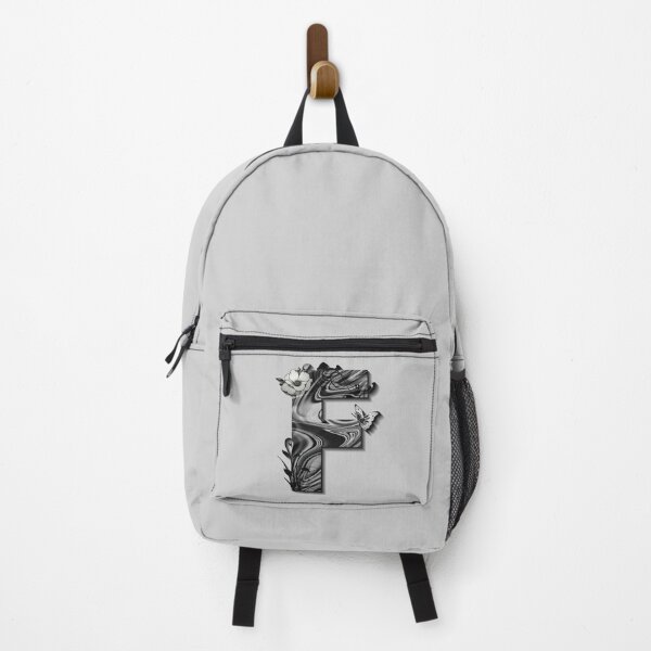 Item preview, Letter F Botanical Monogram black and white liquid marble designed and sold by iRenza.