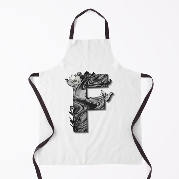 Item preview, Letter F Botanical Monogram black and white liquid marble designed and sold by iRenza.