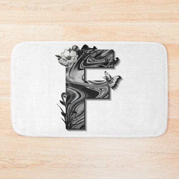 Item preview, Letter F Botanical Monogram black and white liquid marble designed and sold by iRenza.