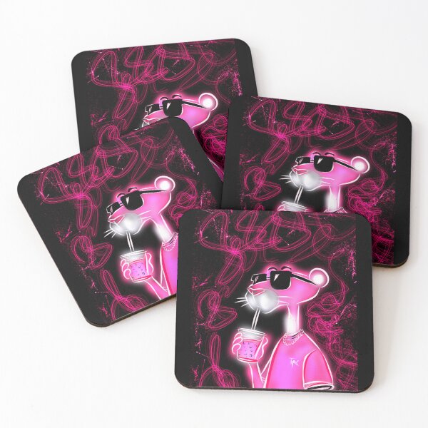 Item preview, cool pink neon cat drinking boba digital art illustration designed and sold by Jay21743ori.