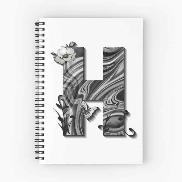 Item preview, Letter H Botanical Monogram black and white liquid marble designed and sold by iRenza.