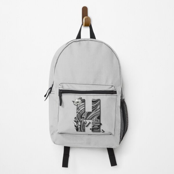 Item preview, Letter H Botanical Monogram black and white liquid marble designed and sold by iRenza.