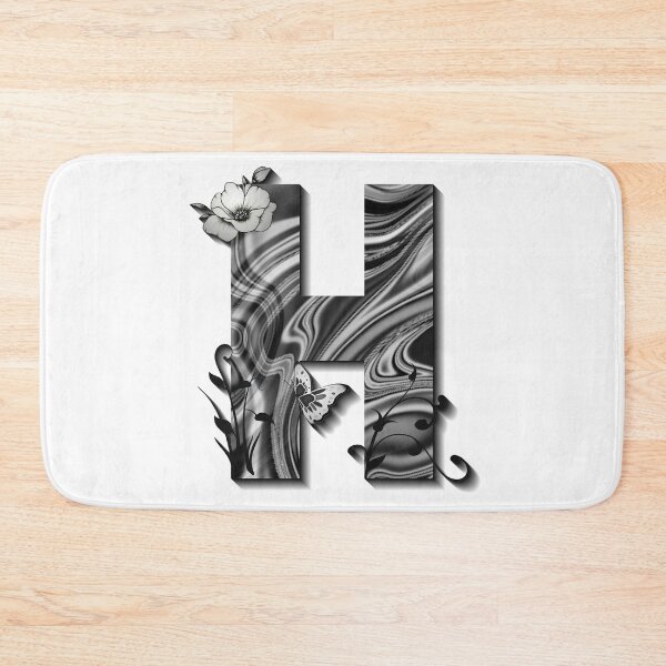 Item preview, Letter H Botanical Monogram black and white liquid marble designed and sold by iRenza.