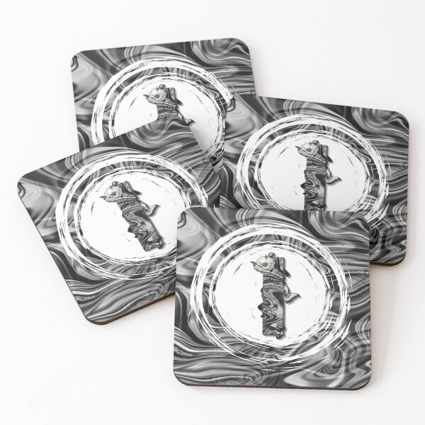 Item preview, Letter I Botanical Monogram black and white liquid marble designed and sold by iRenza.